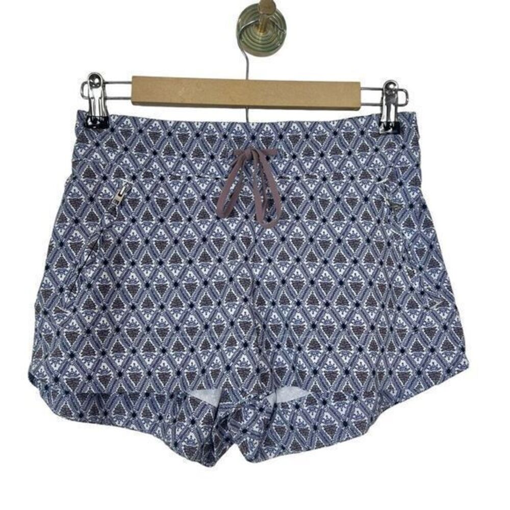 Athleta Short Womens Size 2 Blue Fig Geometric Drawstring Printed Hudson Shortie